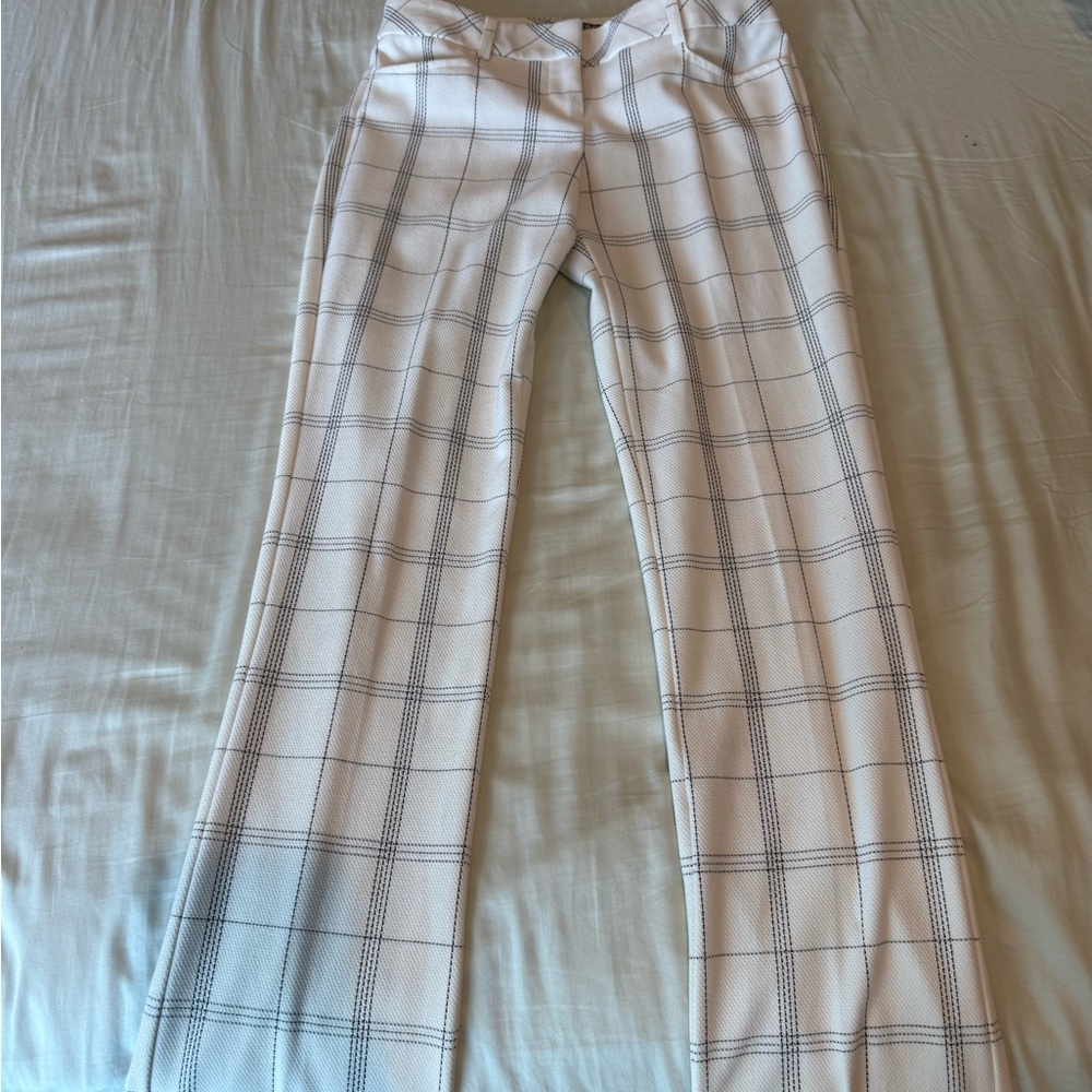 Express White Plaid Pantsuit